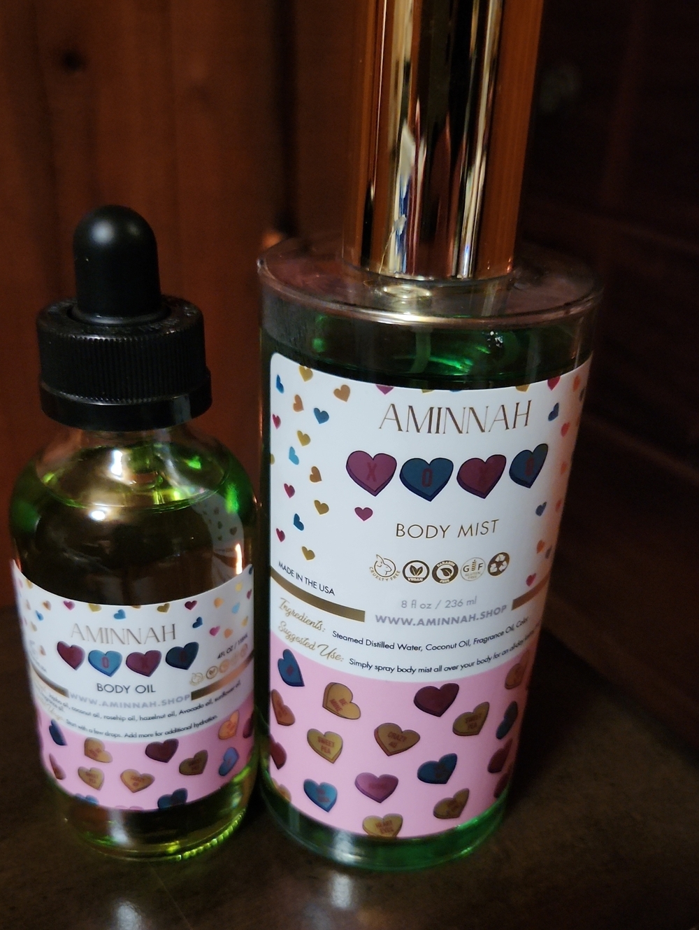 Aminnah Pink Heart Body Mist — Hydrating Women’s Mist
